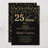 Invitation Célébration du 25e anniversaire de surprise - Or n (Devant / Derrière)