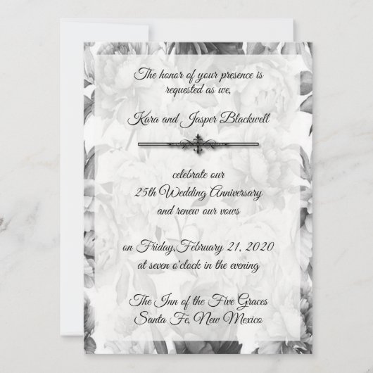 Invitation Célébration du 25e anniversaire Noir & Blanc (Devant)