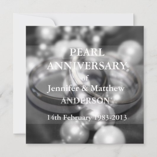 Invitation Célébration du 30e anniversaire de mariage de perl (Devant)