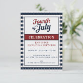 Invitation Célébration du 4 juillet étoiles et bandes (Debout devant)