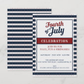Invitation Célébration du 4 juillet étoiles et bandes (Devant / Derrière)