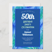 Invitation Célébration du 50e anniversaire bleu et vert (Devant)