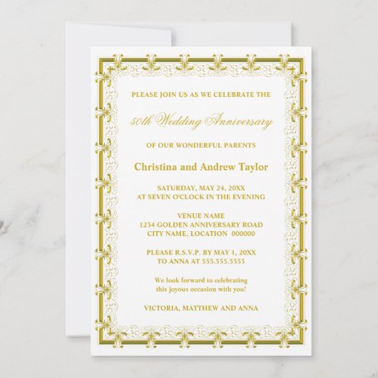 Invitation Célébration du 50e anniversaire de mariage (Dos)