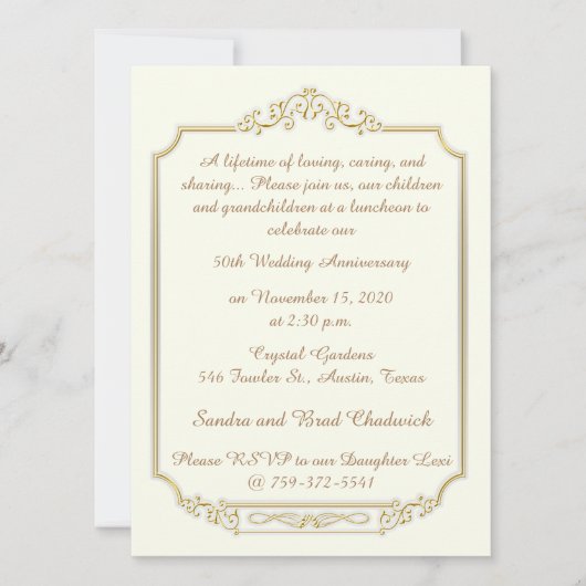 Invitation Célébration du 50e anniversaire de mariage (Devant)