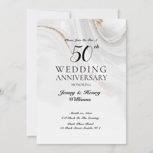 Invitation Célébration du 50e anniversaire de mariage en or (Devant)