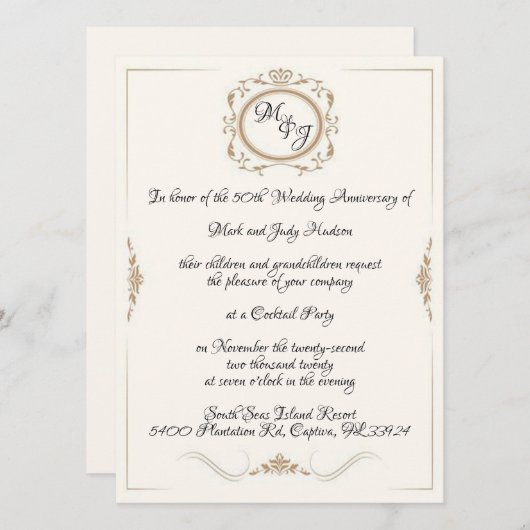 Invitation Célébration du 50e anniversaire de Monogram (Devant / Derrière)