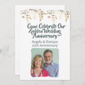 Invitation Célébration du 50e anniversaire du Mariage d'or (Devant / Derrière)