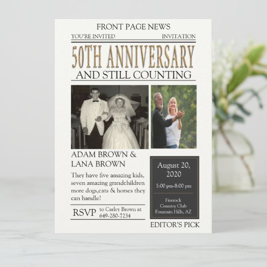 Invitation Célébration du 50e anniversaire d'un journal (Debout devant)