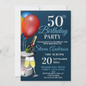 Invitation Célébration du 50e anniversaire Fête du vin mousse (Devant)