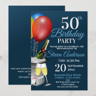 Invitation Célébration du 50e anniversaire Fête du vin mousse