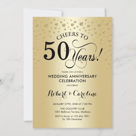 Invitation Célébration du 50e anniversaire - Or Noir (Devant)