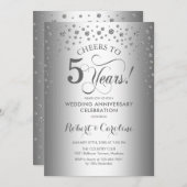 Invitation Célébration du 5e anniversaire - Argent (Devant / Derrière)