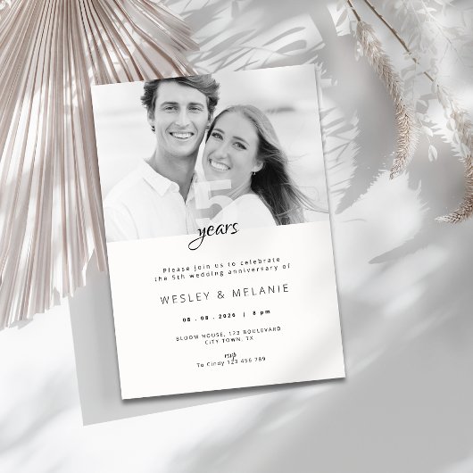 Invitation Célébration du 5e anniversaire de mariage moderne