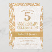 Invitation Célébration du 5ème anniversaire - Or Blanc (Devant / Derrière)