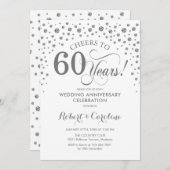Invitation Célébration du 60e anniversaire - Blanc Argent (Devant / Derrière)
