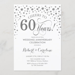 Invitation Célébration du 60e Anniversaire - Blanc Argent