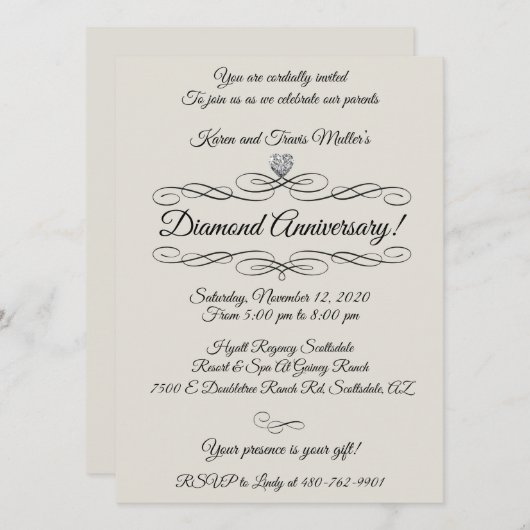 Invitation Célébration du 60e anniversaire de Diamond (Devant / Derrière)