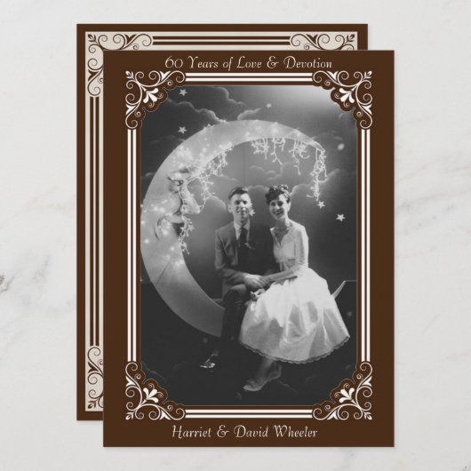 Invitation Célébration du 60e anniversaire de style vintage (Devant / Derrière)