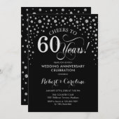 Invitation Célébration du 60e Anniversaire - Noir Argent (Devant / Derrière)