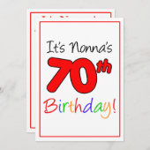 Invitation Célébration du 70e anniversaire de Nonna (Devant / Derrière)