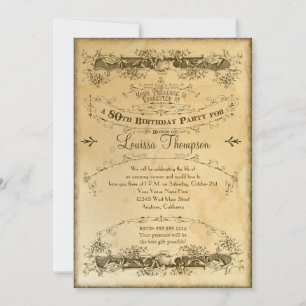 Invitation Célébration du 80e anniversaire aux teintes de thé