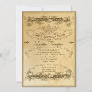 Invitation Célébration du 90e anniversaire dans un style vint