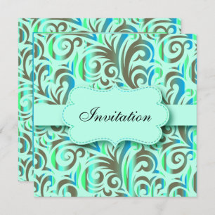 Invitation Célébration du Blue & Green Motif Party  Texte DO-