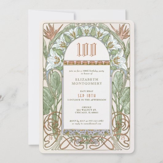 Invitation Célébration du centenaire Art Nouveau Mucha (Devant)