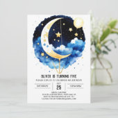 Invitation Célébration du ciel de la Lune mignonne Anniversai (Debout devant)