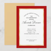Invitation Célébration du dîner | Rouge et or (Devant / Derrière)