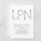 Invitation Célébration du diplôme LPN, infirmière florale vio (Devant)