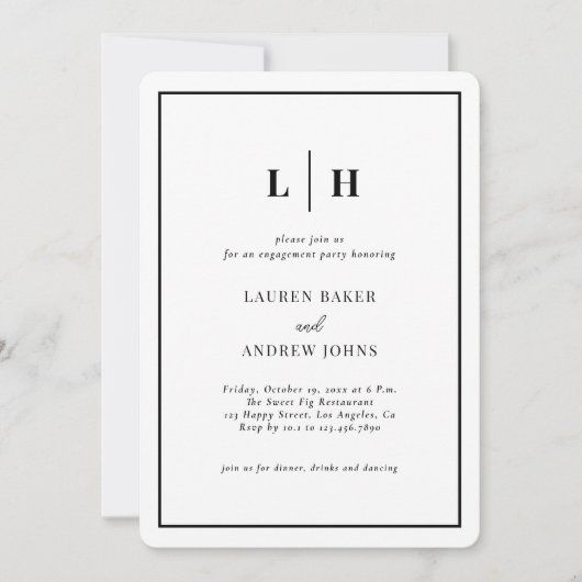Invitation Célébration du Fiançailles de calligraphie noir et (Devant)