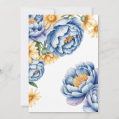 Invitation Célébration du Mariage Blue Peony et Yellow Daisie (Dos)