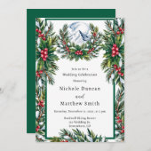 Invitation Célébration du Mariage de la couronne de pin neige (Devant / Derrière)
