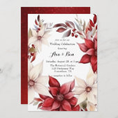 Invitation Célébration du Mariage de la couronne rouge blanc  (Devant / Derrière)