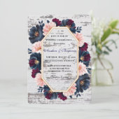 Invitation Célébration du Mariage de la Marine Burgundy Pink  (Debout devant)