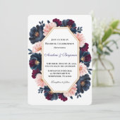 Invitation Célébration du Mariage de la Marine Burgundy Pink  (Debout devant)