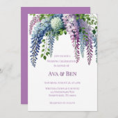 Invitation Célébration du Mariage de la Wisteria violet et ro (Devant / Derrière)