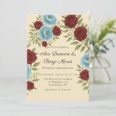 Invitation Célébration du Mariage de Lyons Blue Peony et Red  (Debout devant)