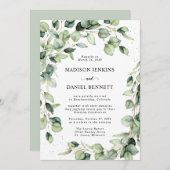 Invitation Célébration du Mariage d'Eucalyptus Watercolor (Devant / Derrière)