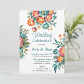 Invitation Célébration du Mariage du bouquet Radiant Peony (Debout devant)