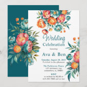 Invitation Célébration du Mariage du bouquet Radiant Peony (Devant / Derrière)