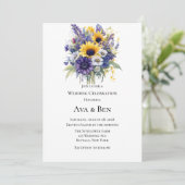 Invitation Célébration du Mariage Lavender et Sunflower (Debout devant)