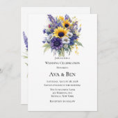 Invitation Célébration du Mariage Lavender et Sunflower (Devant / Derrière)