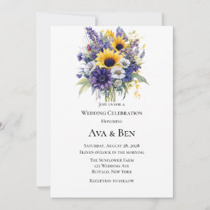 Invitation Célébration du Mariage Lavender et Sunflower