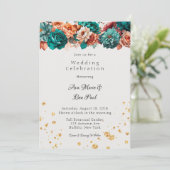 Invitation Célébration du Mariage Turquoise et Terracotta Peo (Debout devant)