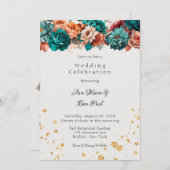 Invitation Célébration du Mariage Turquoise et Terracotta Peo (Devant / Derrière)