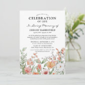 Invitation Célébration du Mémorial Floral Rose & Peach Life (Debout devant)
