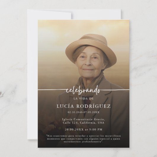 Invitation Célébration du mémorial funéraire espagnol moderne (Devant)