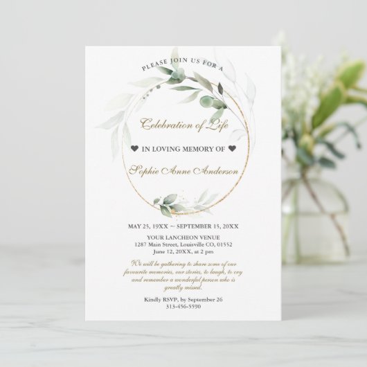 Invitation Célébration du monument funéraire Airy Greenery (Debout devant)